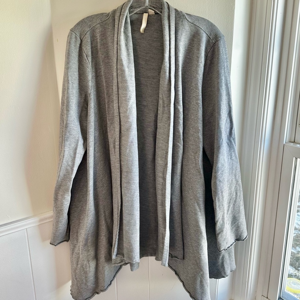 Pure Jill Open Front Pima Cotton Blend Stretch Sweater Gray Women’s XL
